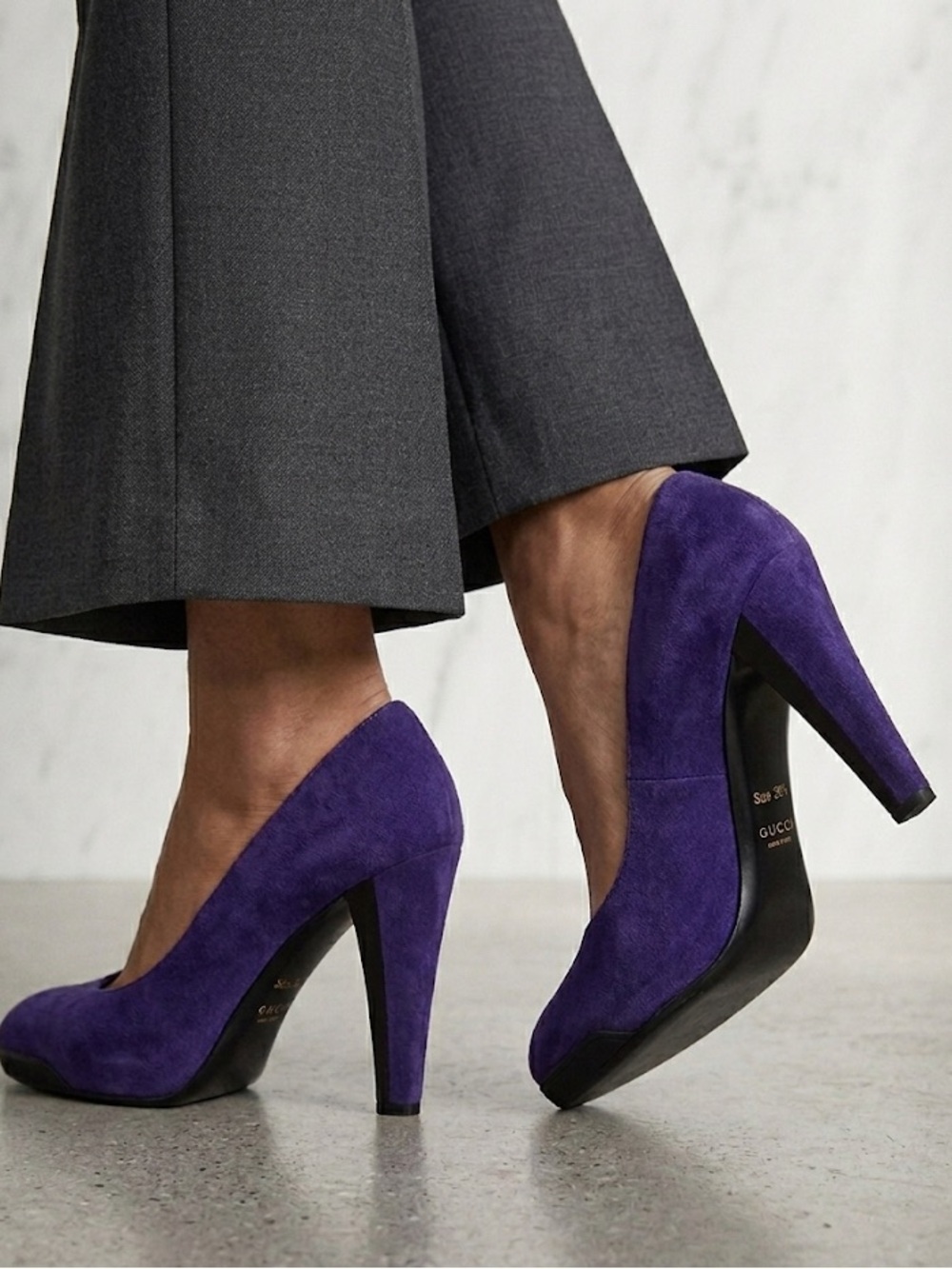 TOD'S Purple Suede Leather Platform Pumps Size 9 Size Made in Italy